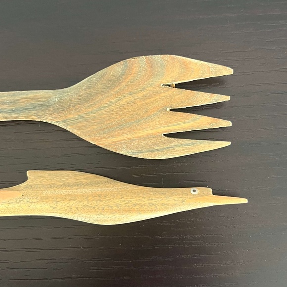 RARE & UNIQUE! Hand Carved Wooden Salad Servers | NEW - never used - Picture 6 of 9